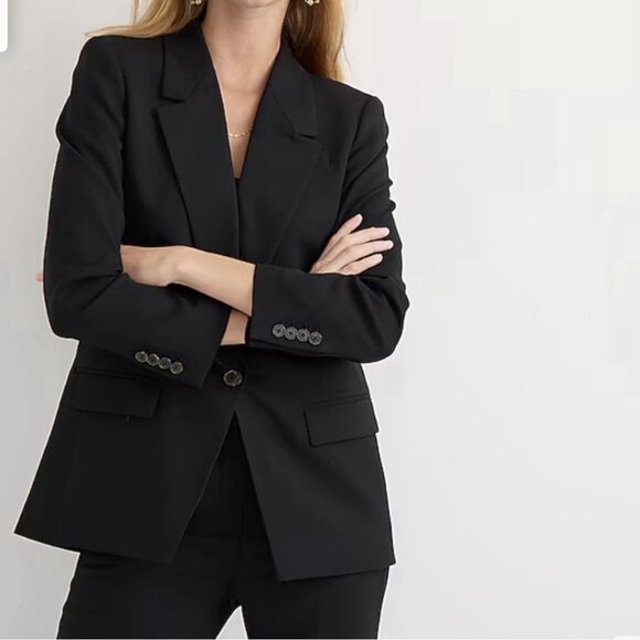 J.Crew Willa Italian City Wool Blazer Jacket Plus Size 20 Black BK020 - Picture 1 of 13